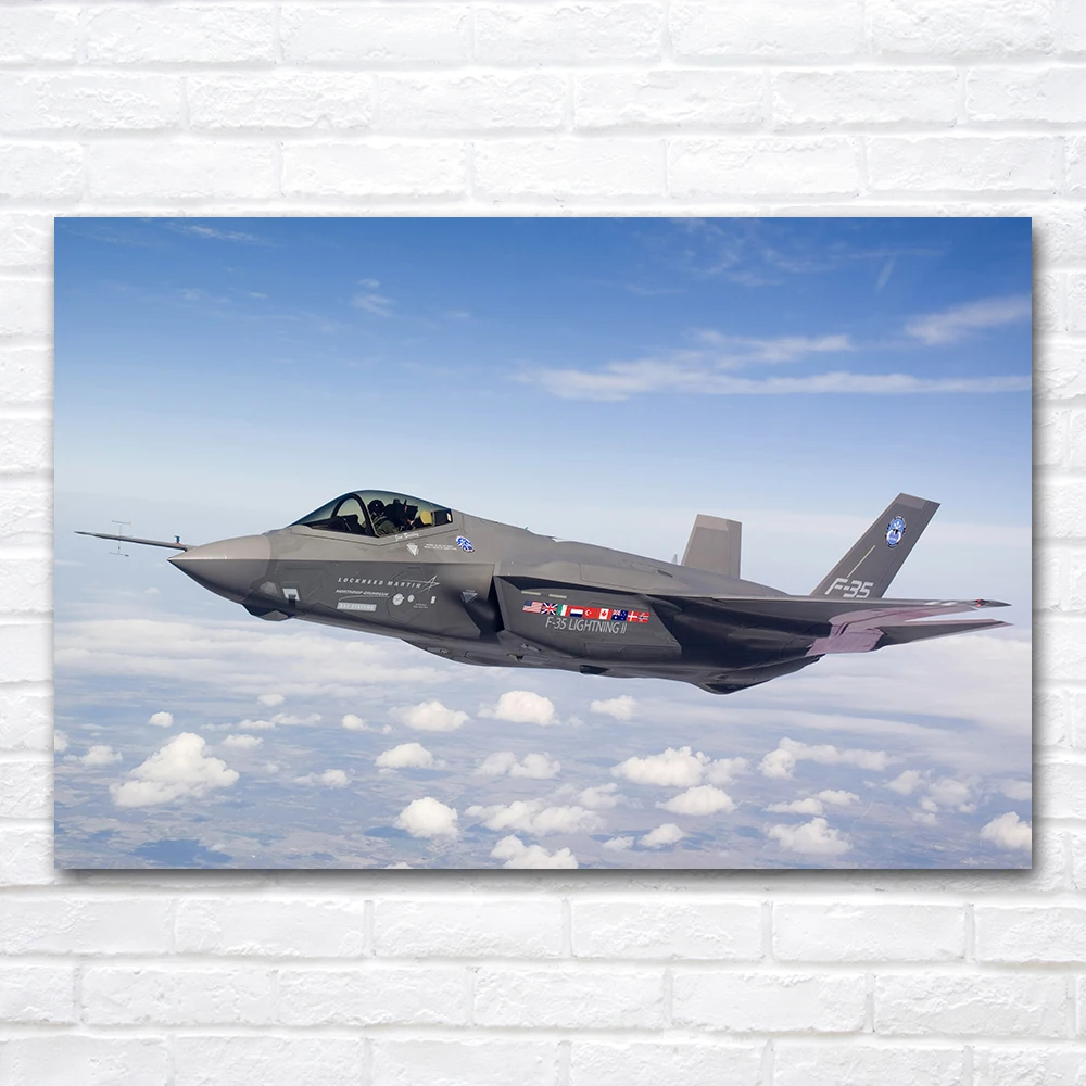 Stealth Fighter F-35 Poster Industrial Aesthetic Decorative Canvas Painting Mural Wall Art Picture Home Room Decor Accessories