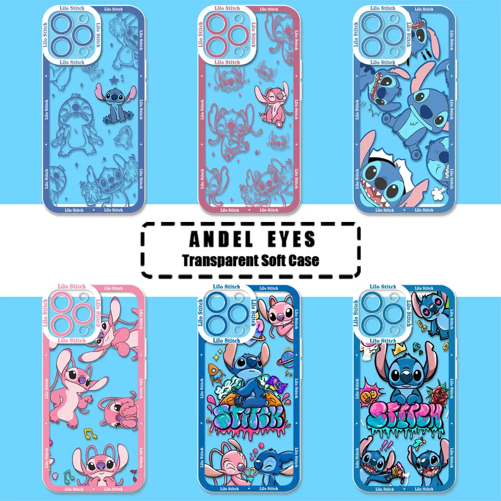 Love Couple Angel Lilo Stitch Case For Motorola MOTO G73 G72 G71 G60S G53 G52 G32 G30 G22 G9 Edge 40 Pro Plus Transparent Cover