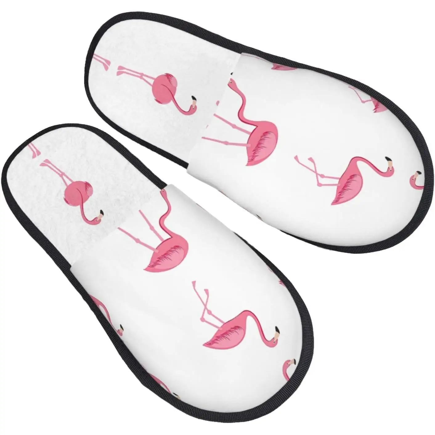 Flamencos con estampado blanco Otoño Invierno Zapatillas peludas Zapatos cómodos para la casa, portátiles para regalos de viaje de hotel para mujeres y hombres