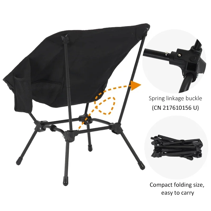 Lightweight Iron Tube Moon Chair, Square Four-Corner Foldable Camping Stool for Beach Fishing Outdoor Use image 2