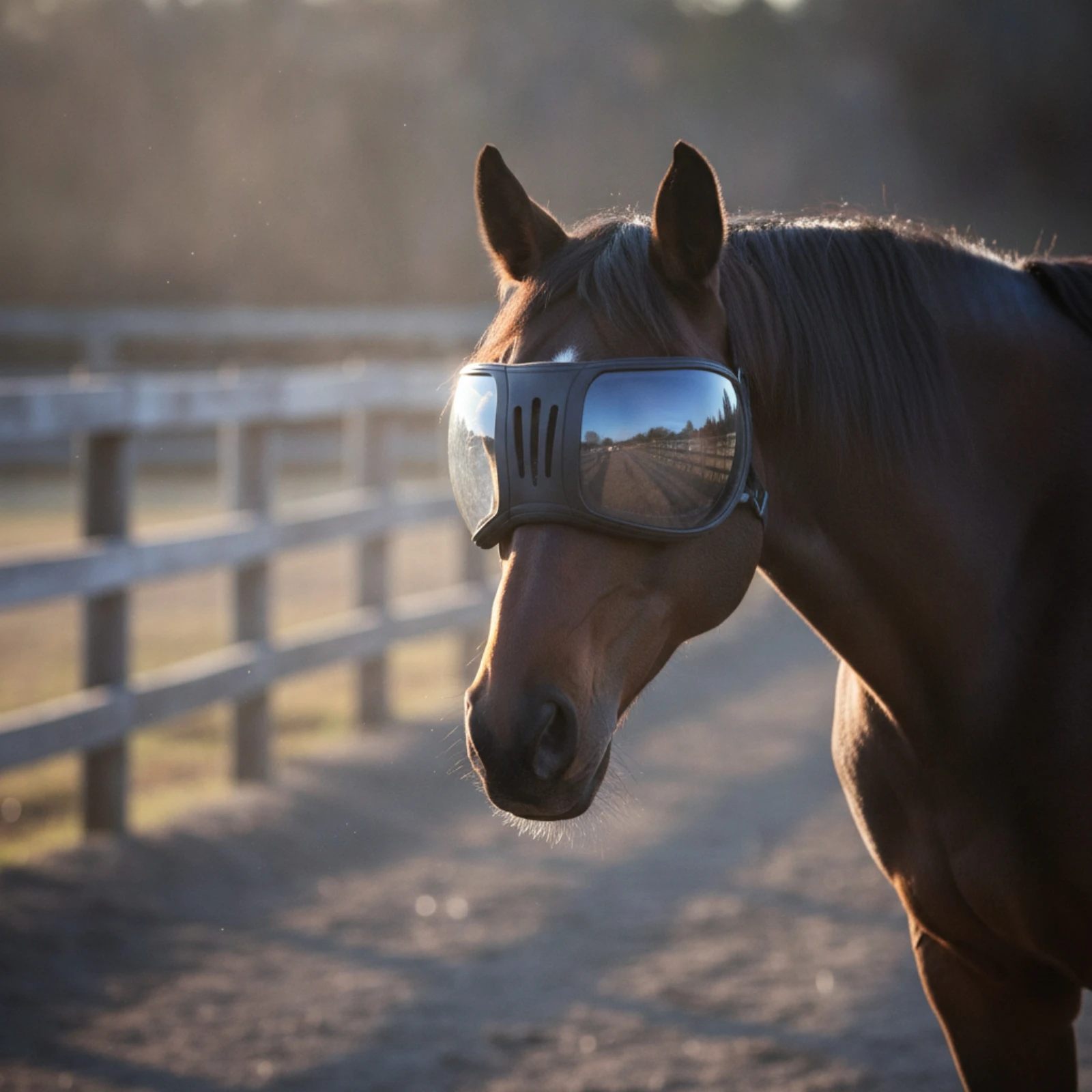Horse Eye-Protection Mask Ventilated Horse Mask with Transparent Lens Livestock Eye Guard Encircling Open Front for Horses