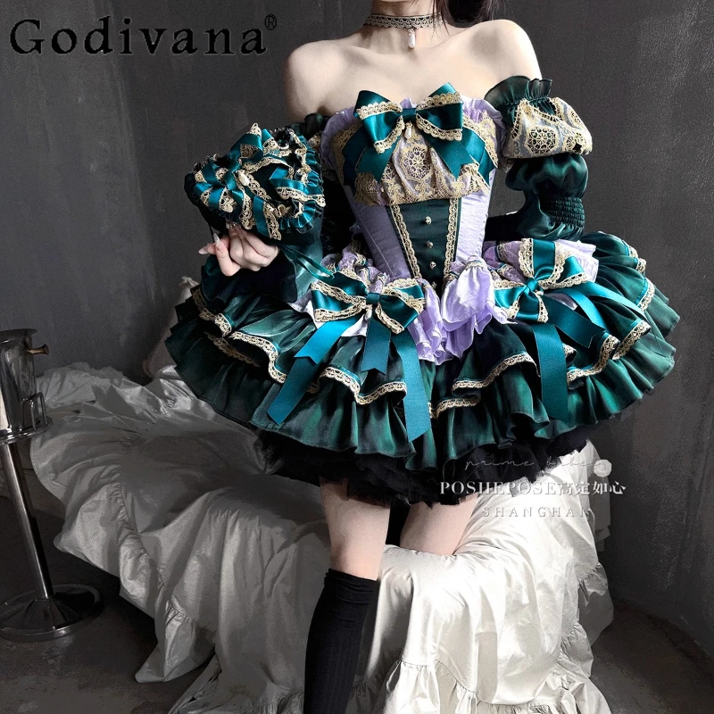 

Halloween Christmas Cos Princess Dresses 2025 New Women's Slim Fit Cute Bow Tube Top Ball Gown Dress Girls Birthday Party Dress