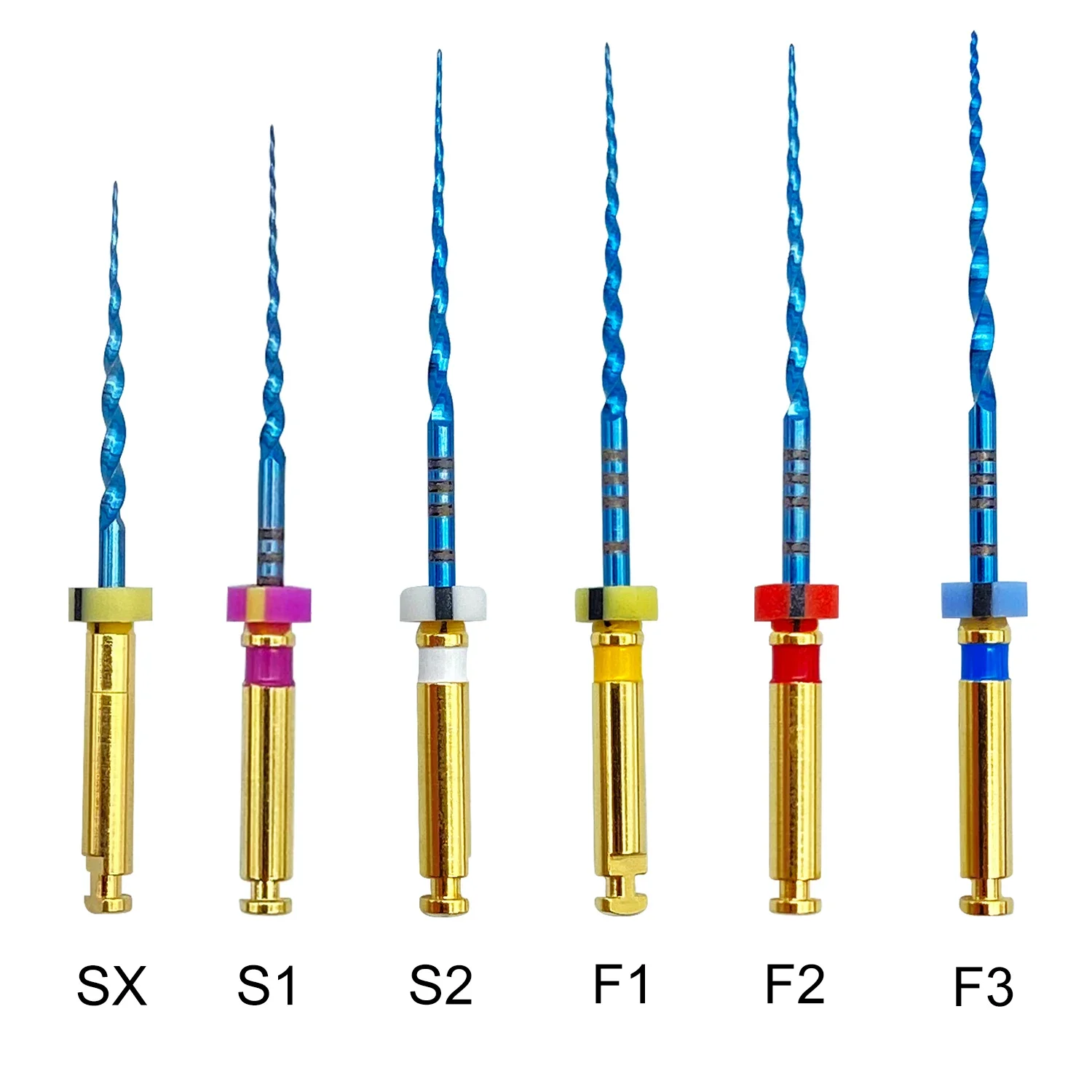 SYSettlement-Fichiers radiculaires de canal activés par la chaleur dentaire, Super fichier, SX-F3 bleu, 21mm, 25mm, outils de dentiste, traitement du canal radiculaire, 6 pièces par boîte