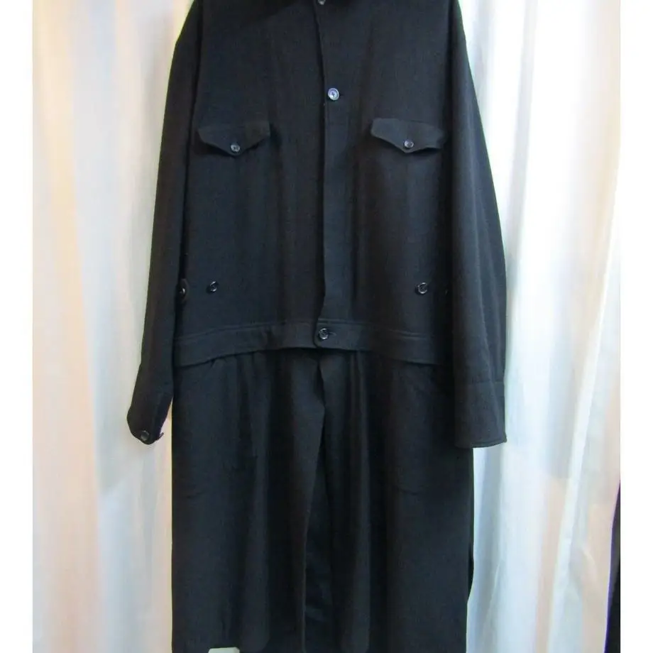 TOP-YAMAMOTO ® Windbreaker wool coat for women, mid-length, slimming, versatile black windbreaker jacket