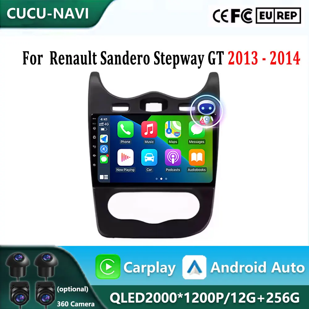 For Renault Sandero Stepway GT 2013 - 2014 Wireless Carplay Car Radio Multimedia Video Player WiFi GPS Navigation Touch Screen