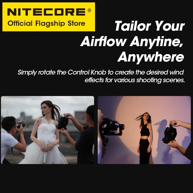 NITECORE CineWind CW30 Mini Photography Fan Protable Support NP-F Battery Charging Fan For Stage Short Video Wedding Film Studio