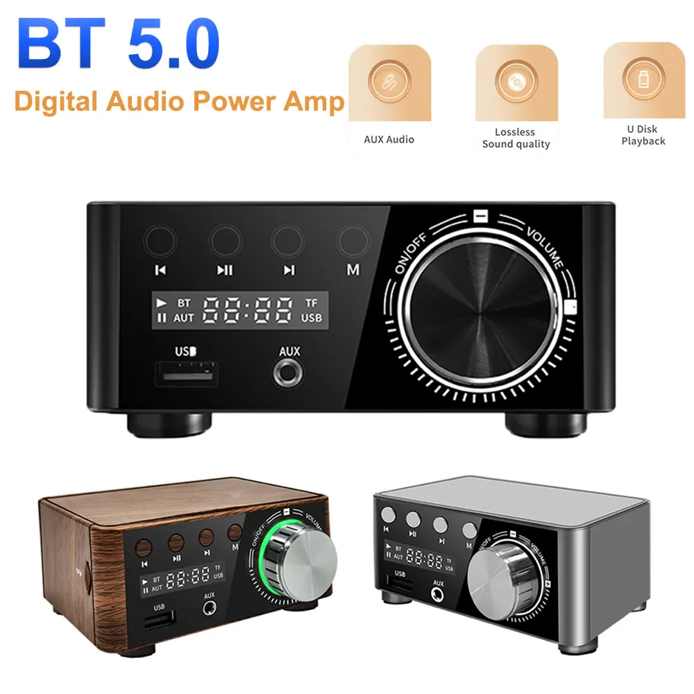 MA12070 Bluetooth 5.0 Digital Audio Power Amp Class 50W+50W D USB AUX TF Home Theater Digital Display HiFi Stereo Mini Amplifier