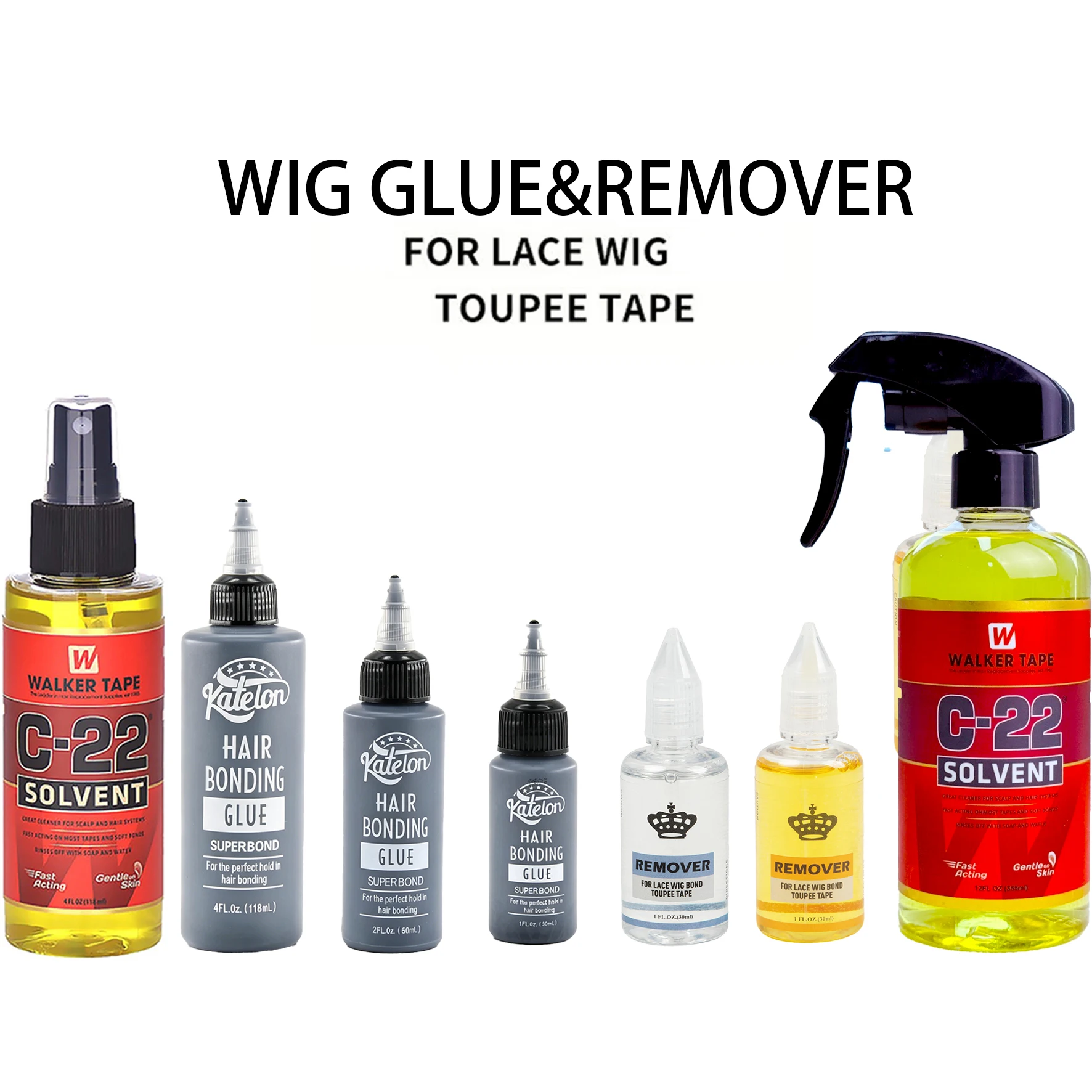

Walker Glue & C-22 Solvent Set, Strong Hold Adhesive + Fast Acting Remover, Complete Kit for Lace Wigs & Hair ,wig extention set