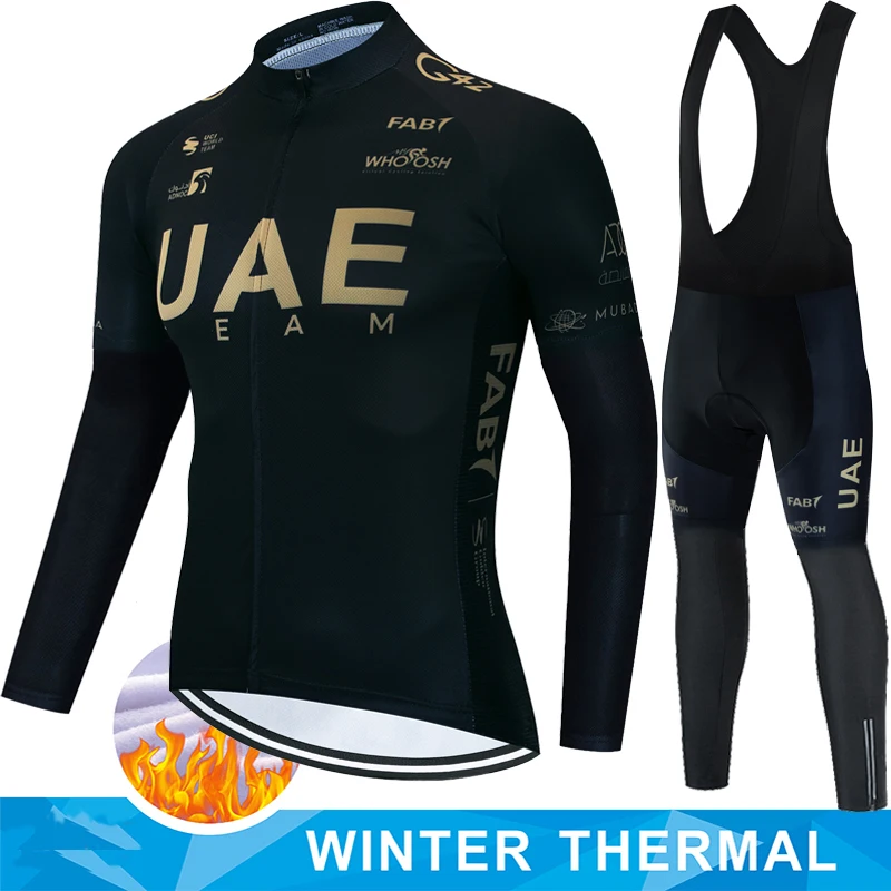 

UAE Cycling Jersey Thermal Fleece Ciclismo Hombre Termal Men Winter Clothing Mtb Retro Bib Man Long Sleeve Equipment Sports