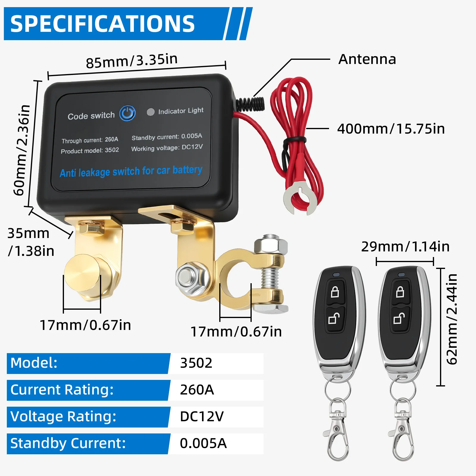 Auto 260A Batterie-Trennschalter mit Fernbedienung 12V Batterietrennschalter Ferngesteuerter Isolierschalter – Detail 11
