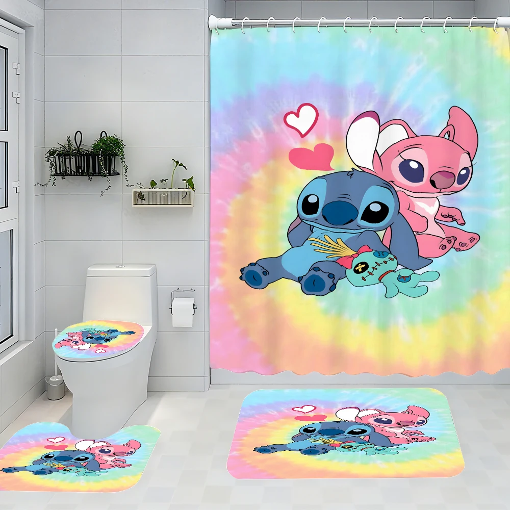 

Disney Stitch Bathroom Four-piece Set - Avant-garde Waterproof Shower Curtain, creating a complete bathroom kit
