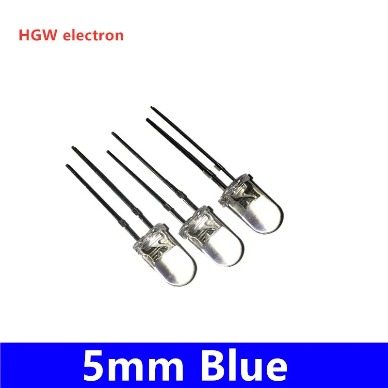 100pcs Transparent Round 5mm Assorted Kit super bright water clear Green Red white Yellow Blue Light LED bulbs emitting diode F5