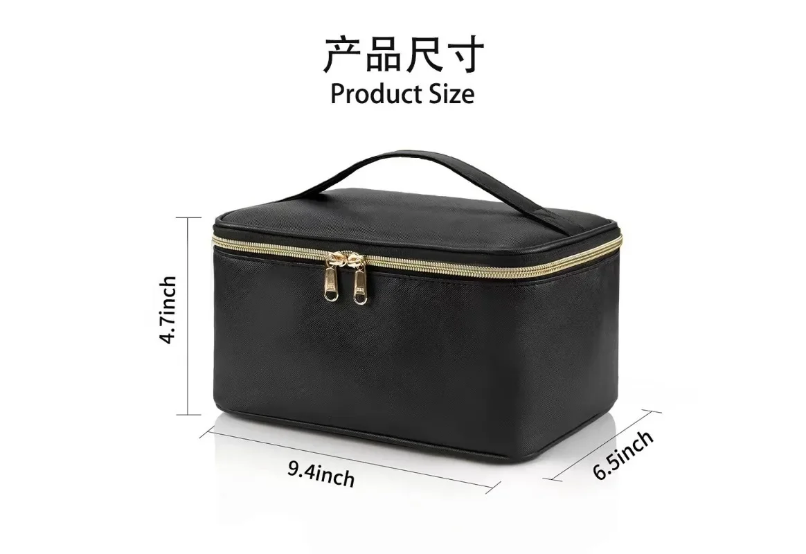 Große Kapazität Tragbare Kosmetiktasche Reise-Make-up-Organizer für Frauen Schwarze Toilettentasche für Mädchen auf Reisen – Detail 1