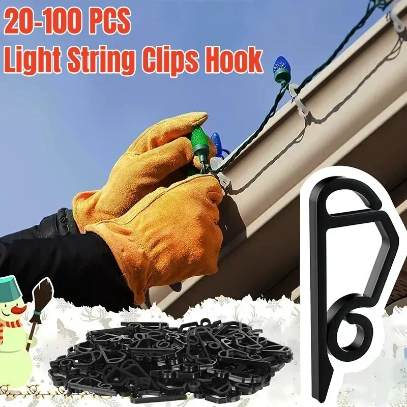 

20-100Pcs Light String Clips Hook Holiday Wire Clamp Weatherproof Outdoor Gutter Clip Lights Holder Home Christmas Tree Decor