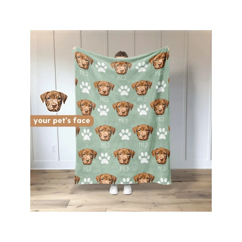 1 Stück personalisierte Flanelldecke mit Haustierfotos, individueller Name, hautfreundliche Bettdecke, Geschenke für Hunde und Väter – einzigartige Geschenkdecke