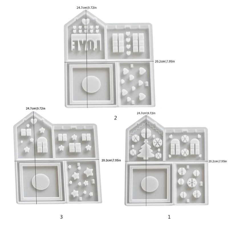 Moldes silicona multifuncionales, soporte luz moldes para manualidades en forma casa, Moldes resina Epoxy,