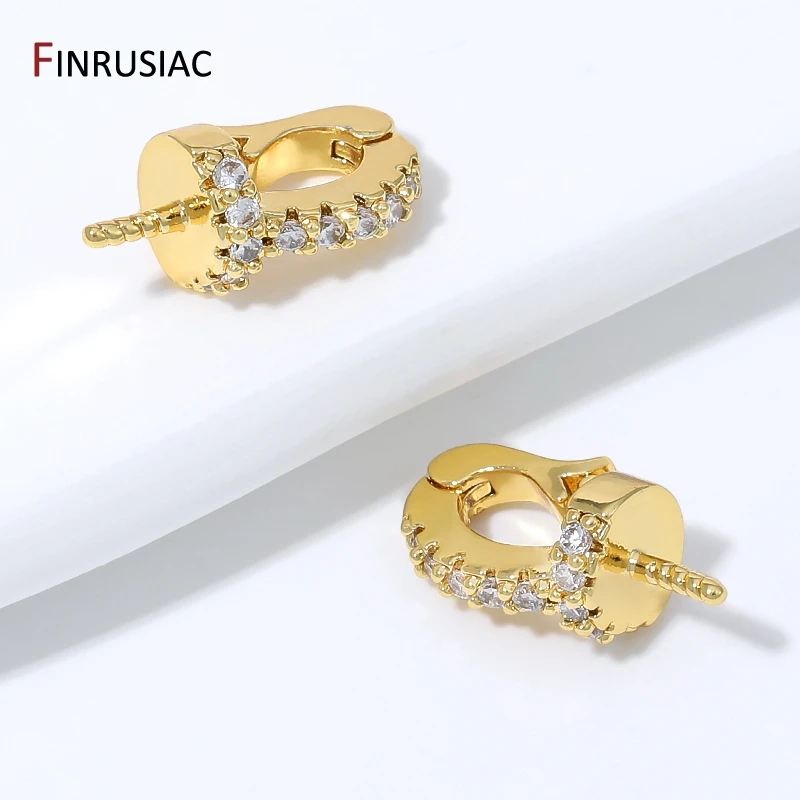 18K Gold Plated Brass Pendant Bail With Pearl Mounting,Inlaid Zircon Pearl Clasp Connector for DIY Jewelry Making Accessories