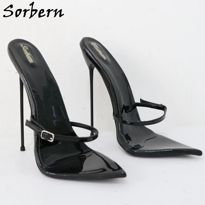 Sorbern Sexy 18cm Metal High Heel Sandals Ladies Slides Buckle Straps Play Fun Shoes Size 38 Evening Night Club Party Heels