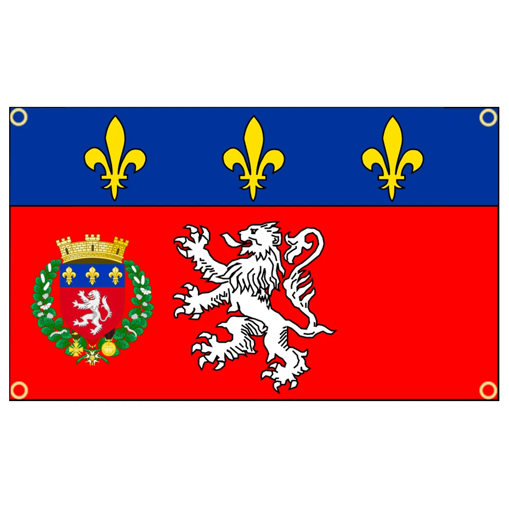 3x5 Ft Lyon Flag Vivid Color and Fade proof a City in France Flags Polyester with Brass Grommets