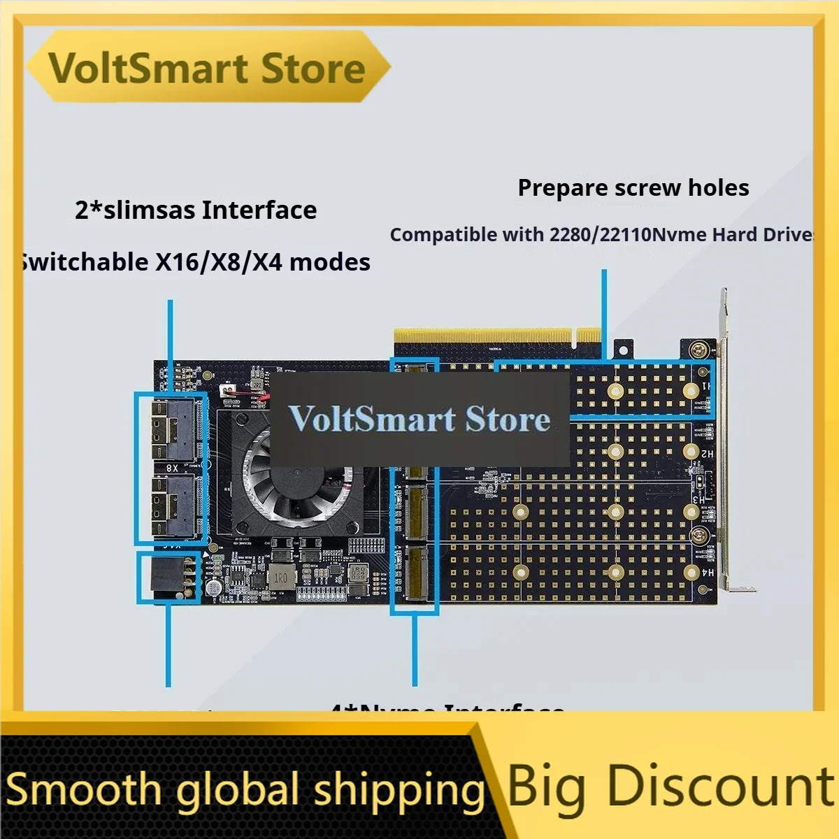 VoltSPlx/pex8749/pcie 3.0 Expansion Card/nvme/slimsas/four-disk/graphics Card/in-out