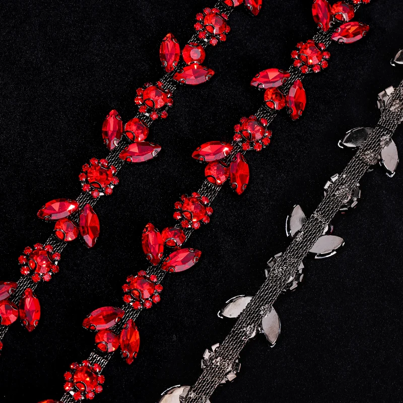 Rhinestone Decorative Chain Decorative Flatback Trimming Chain Glass Crystal Chain Glitter For Fashion Design Clothing Costume