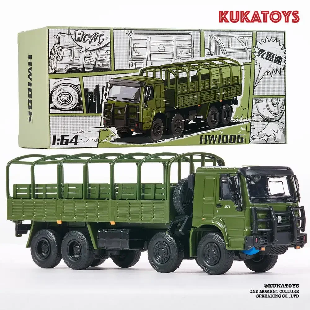 MASDI 1:64 HOWO Military transport truck alloy model, children's collection of decorative toys, holiday gifts for children.