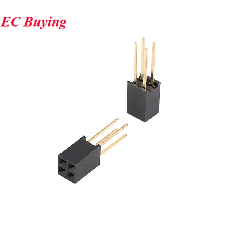 10pcs 2.54mm Double Row Female Long Pins 11mm PCB Board Pin Header Socket Connector 2x2 2x3 2x4 2x5 2x6 2x8 2x10 2x12 2x20 2x40