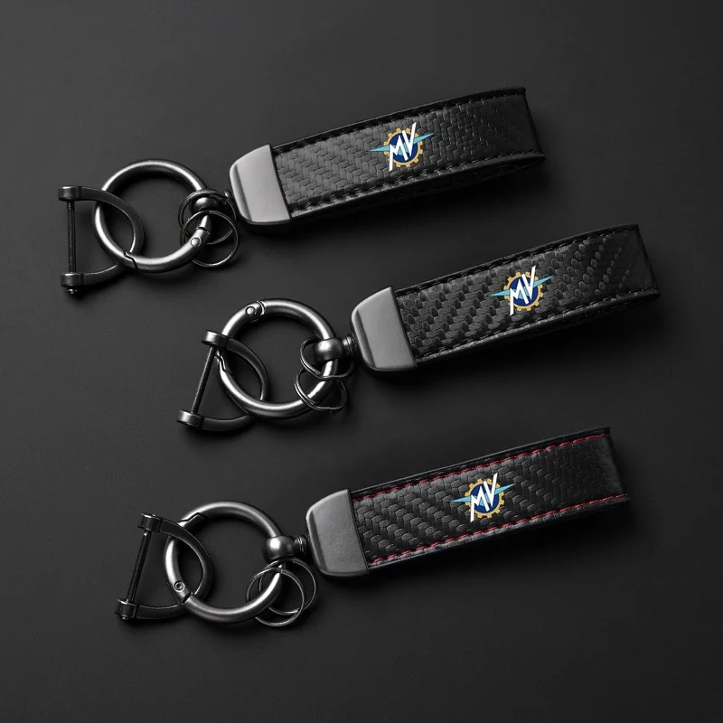 

For MV Agusta F3 675 800 Brutale 800 1000 Keyring Carbon Fiber Textured Motorcycle Keychain Metal Carbon Fiber Leather Key Chain