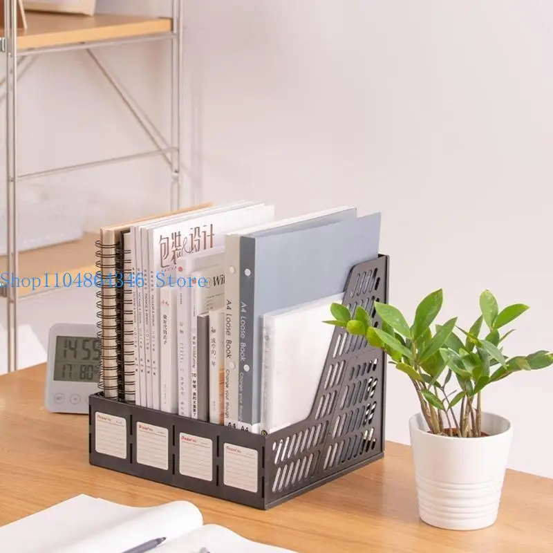 5asd File Holder Large Capacity File Storage Box with 4 Vertical Compartment for Home