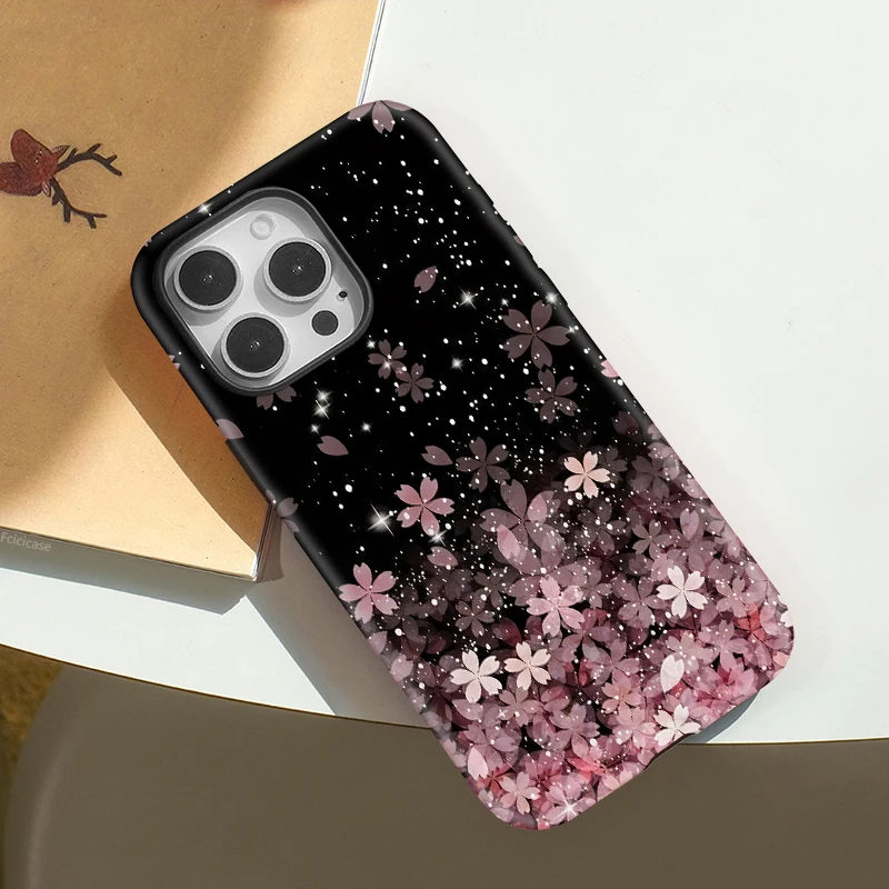 아이폰 17 프로 맥스용 Fcicicase, 맥세이프 무선 충전 폰 케이스, 아이폰 17 에어 플라워 패턴 무광 마그네틱 커버