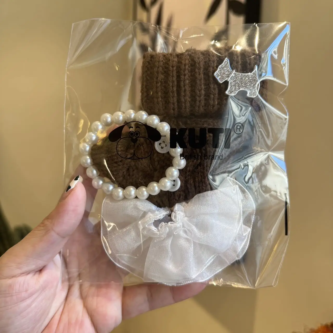 

17 см для Labubu, мини-милый кукольный свитер, жемчужное ожерелье, платье, декоративная юбка с бриллиантами, комплект брюк