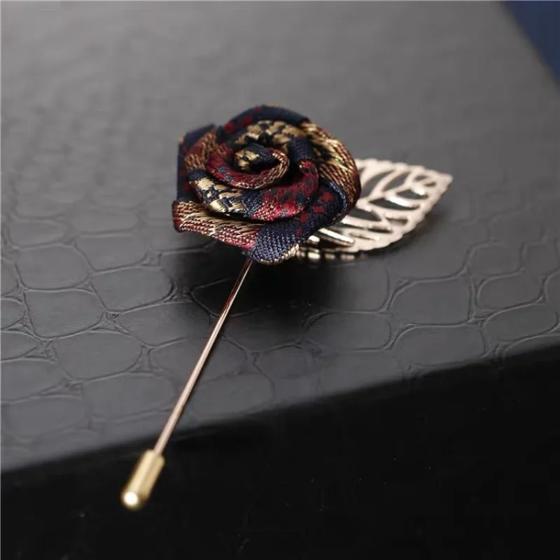 Personality British Style Suit Corsage Brooches Men's Fashion Banquet Dress Accessories Korean Fabric Rose Brooch Pins Jewelry