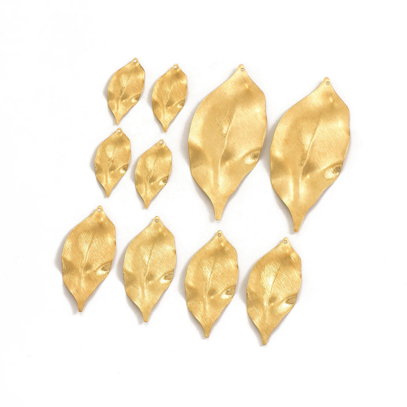 50PCS New Uneven Irregular  Brass Leaf Charm Pendants 3 Sizes Creative Earrings Necklace Jewelry Accessories for Handmade Crafts