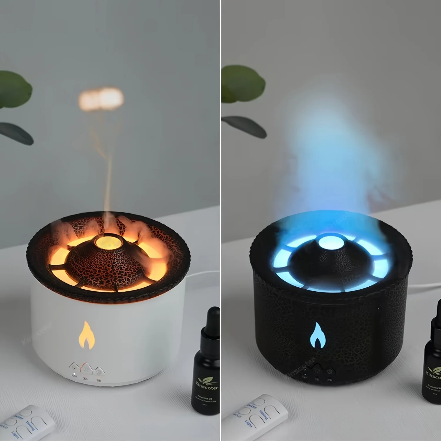 

Portable Air Humidifier Set with Volcanic Flame Design Compact Night Light Romantic Lamp for Valentine's Day Wedding Room Decor