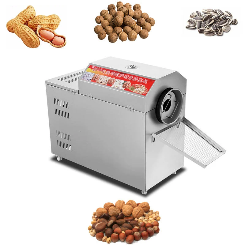 Drum Type Industrial Nut Toasting Equipment For Multiple Raw Nuts Chestnut Cocoa Almond Peanut