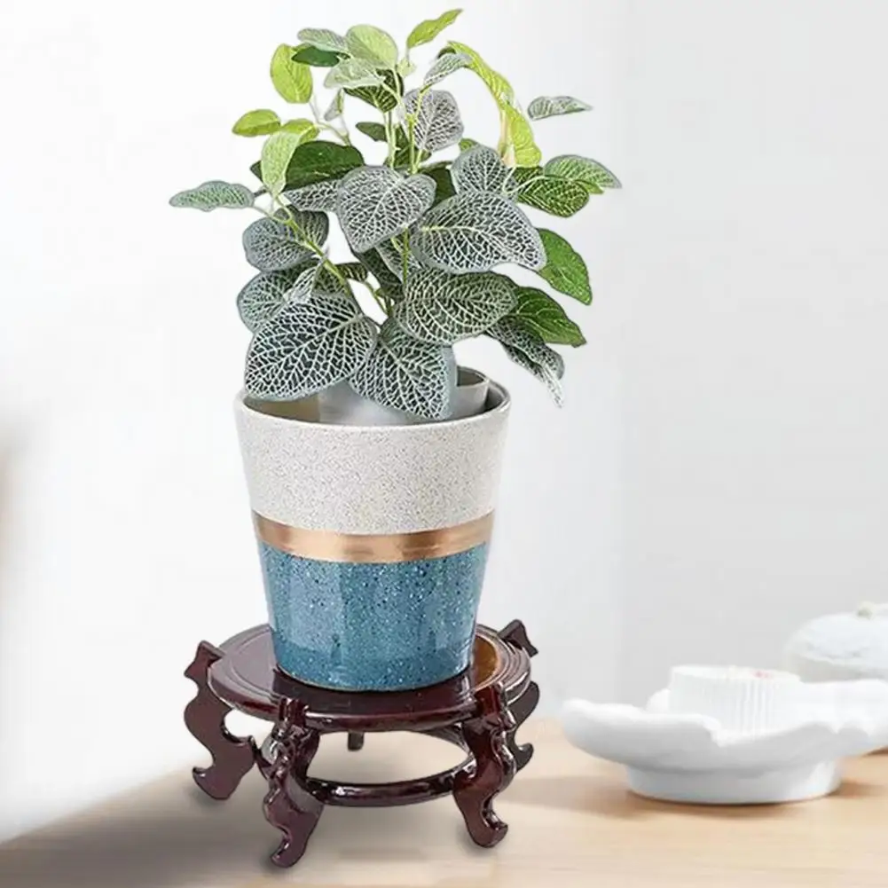 Plant Stand Elegant Wooden Planter Stand for Indoor Plants High Stability Flower Vase Display Holder with Carved Feet Non-slip