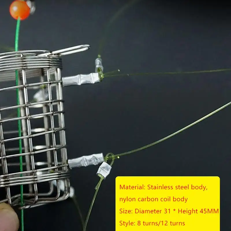 Stainless Steel Crab Catching Tool 8 Laps Fish Trap Cage Steel Wire with Lines for Boat Side Use