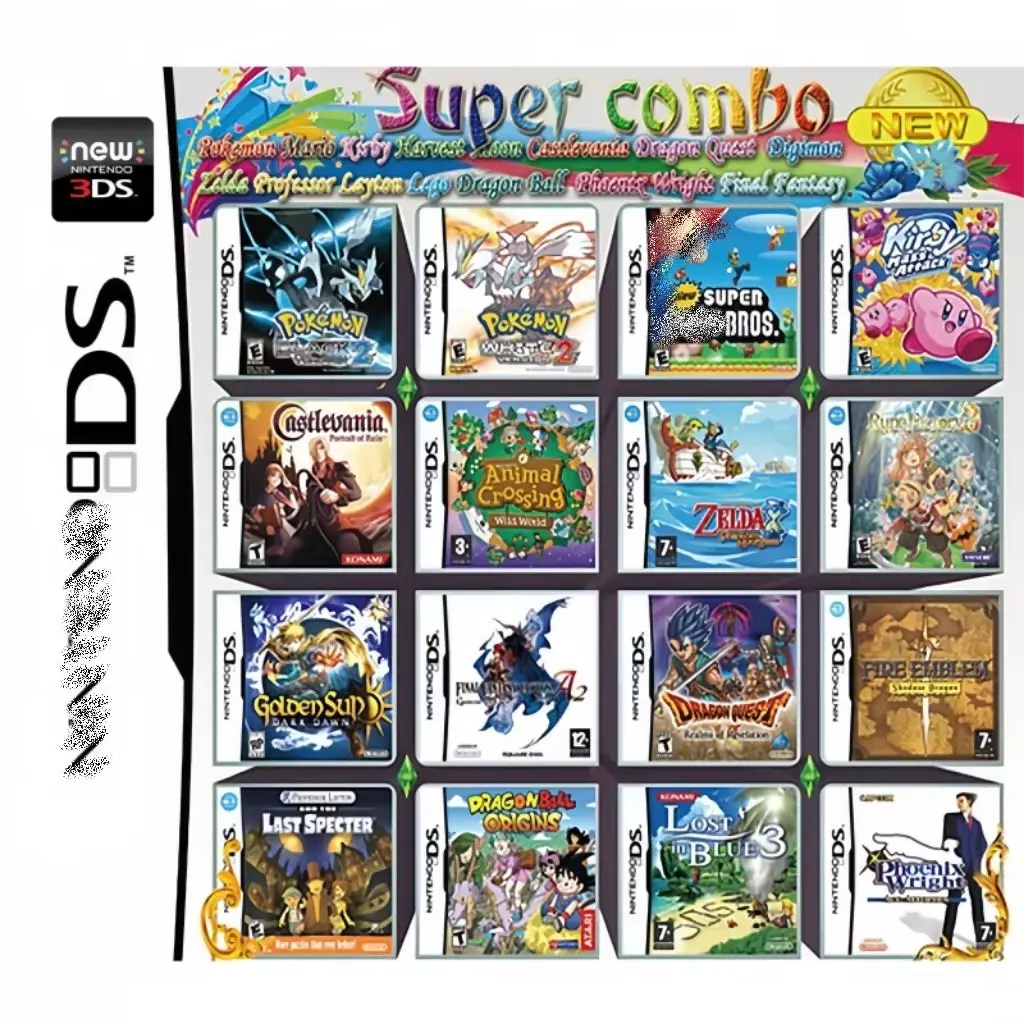 High Quality 3DS NDS Game Card Combo Card 4300 IN 1 NDS Card Tape 23 IN 1 MEGA  MAN 39IN1 64 IN 1 Bare Card English Language