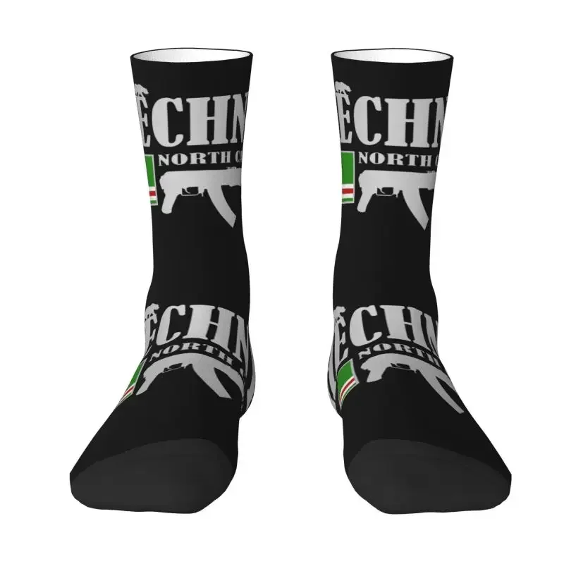 Chechnya Fighter Dress Socks Mens Womens Warm Fashion Chechen Flag Crew Socks