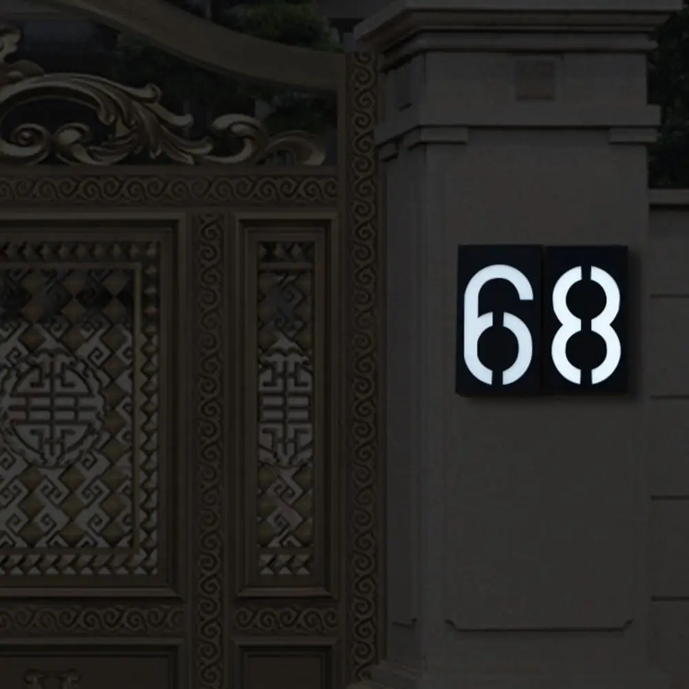 تعمل بالطاقة الشمسية 0-9 مصباح ليد رقم عنوان المنزل شارع الطريق الباب لوحة الجدار مصباح مثبت مضاد للماء منزل عدد ضوء