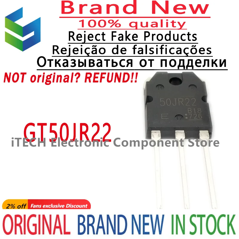 

(10-100)pcs/lot Original GT50JR22 50JR22 TO-247 IGBT Power Transistor 50A 600V 100% New and Genuine