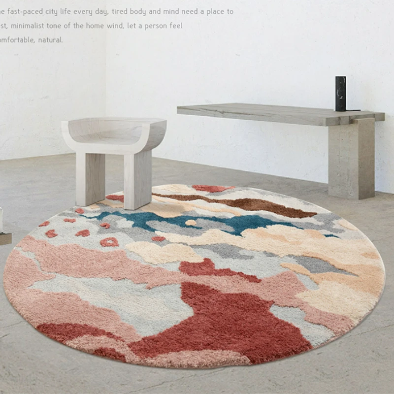 Luxury Ins Pink Round Tufting Carpet Cute Girl's Room Soft Mossy Floor Mat Room Bedroom Bed Home Decor 3D Little Forest Rug