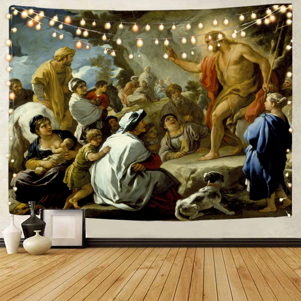 

Christian Jesus faith, mythology, legends, decorative tapestry, Jesus saves suffering, European famous painting, decorative tape