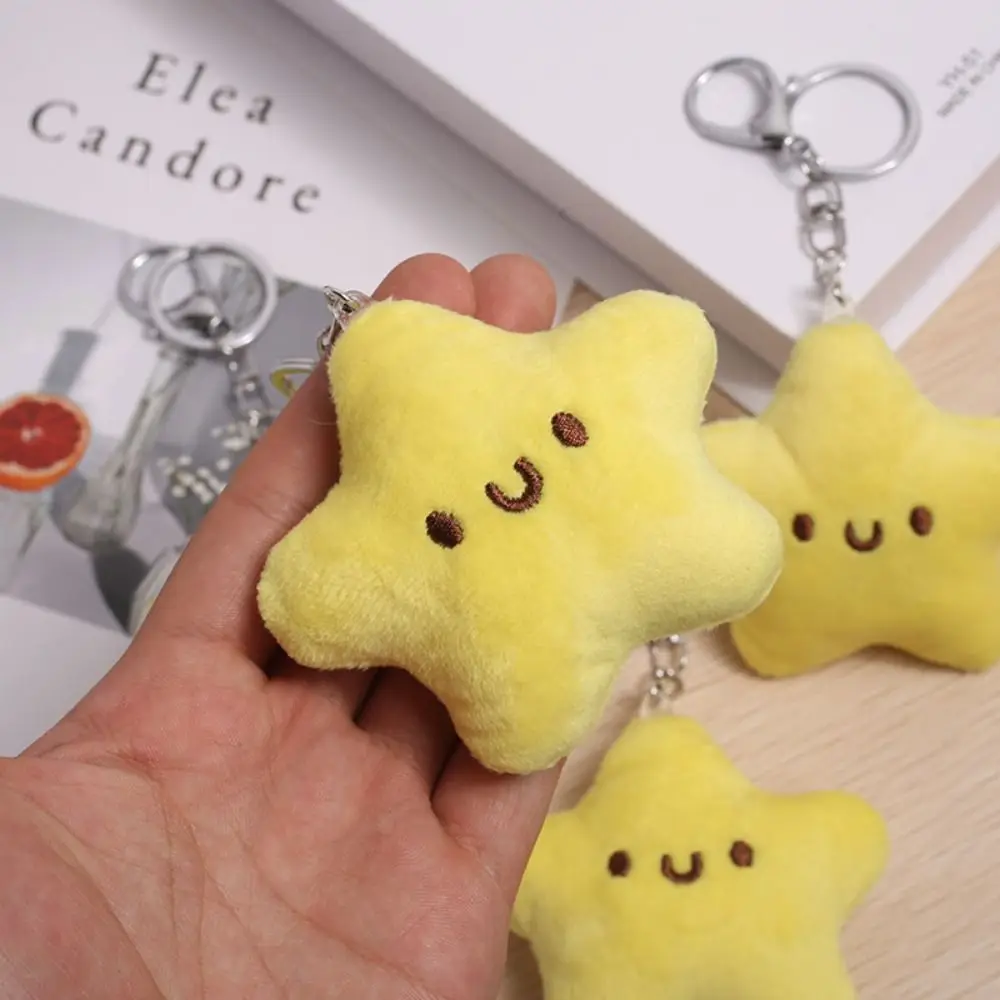 

Diy Pendant Key Chain Soft Star Keyring Handmade Star Pendant Cartoon Cotton Pentagram Key Chain Girls Gift