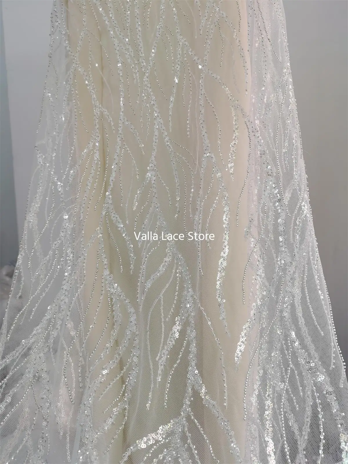 1 metro morbido tulle maglia paillettes argentate perline tessuto di pizzo da sposa abito da sposa abito accessorio per cucire materiale da cucire