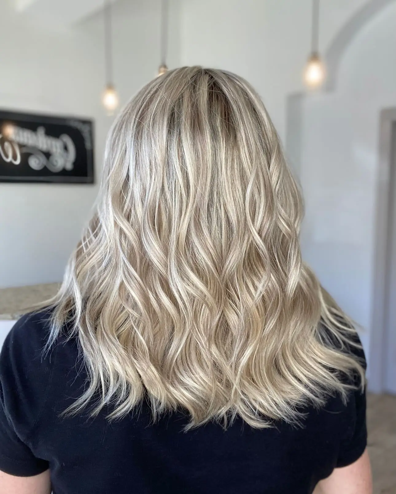 Shoulder Platinum Blonde Women's Natural Wave Brunette Fibre Highlights Synthetic Lace Front Glueless Daily Party Cosplay Use