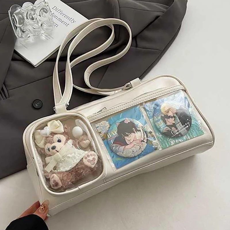 

HAEX Y2K Women Ita Bags Fashion Designer Aesthetic DIY Small Capacity PU Underarm Shoulder Bag Transparent Doll Show Bolso Mujer