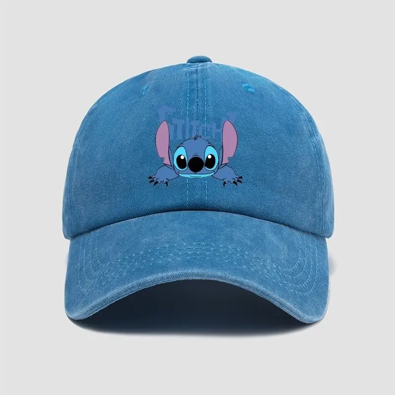 

Новая повседневная шляпа Disney Stitch, кавайные аниме-фигурки, бейсболки, дышащие солнцезащитные шляпы Snapback, регулируемая фуражка, подарки унисекс