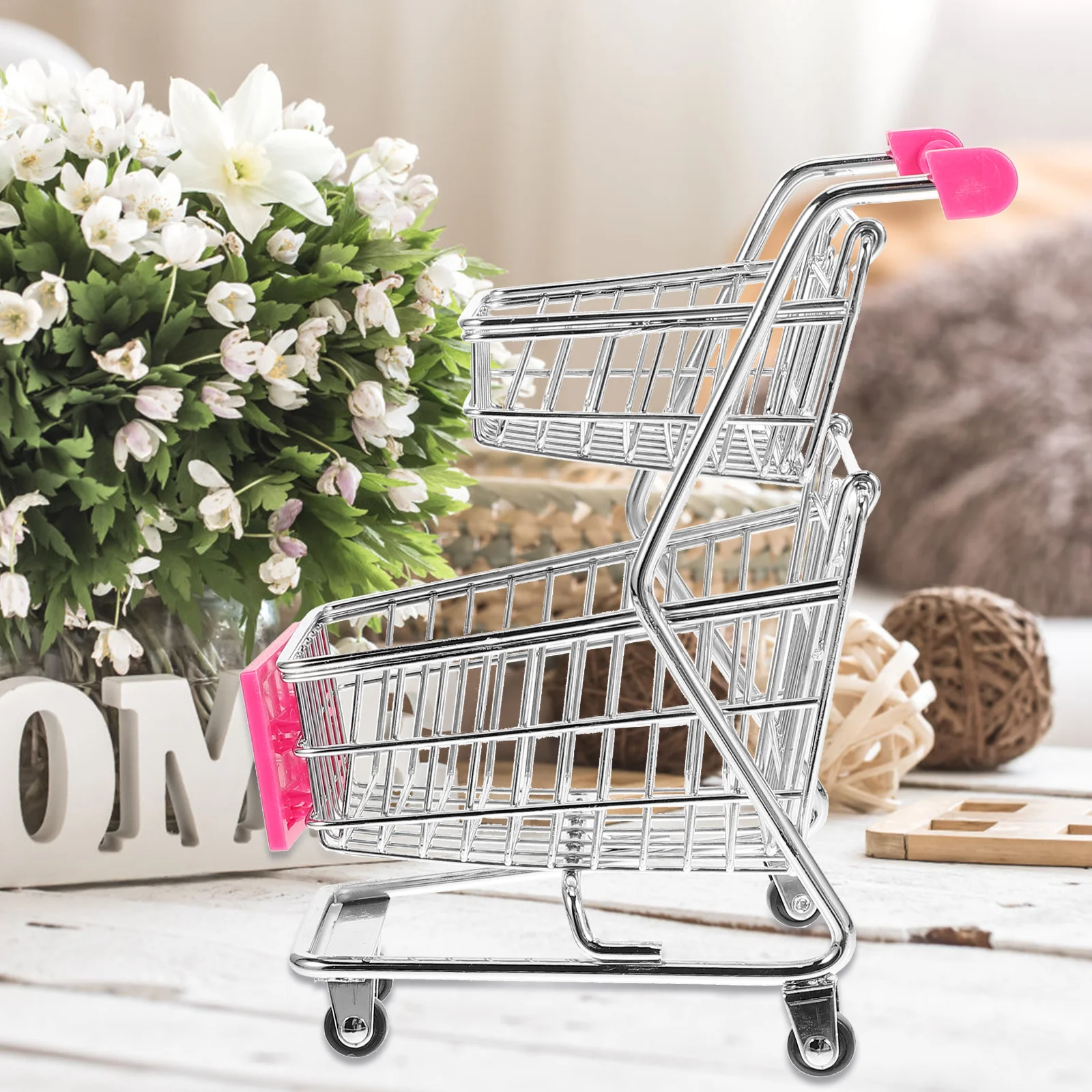 Cesta de comida frita, Mini carrito de compras de acero inoxidable, soporte para aperitivos, cesta de almacenamiento de alimentos, exhibición de servicio de cocina duradera reutilizable