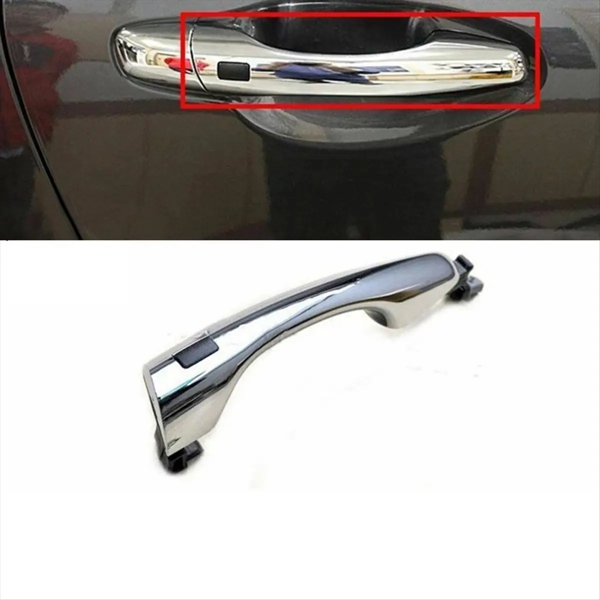 Compatible 1Pair Front Door Inductive Chrome Handle Have Button 82651-C5710 82661-C5710 for Sorento 2015-2018 Outer Pull Handle